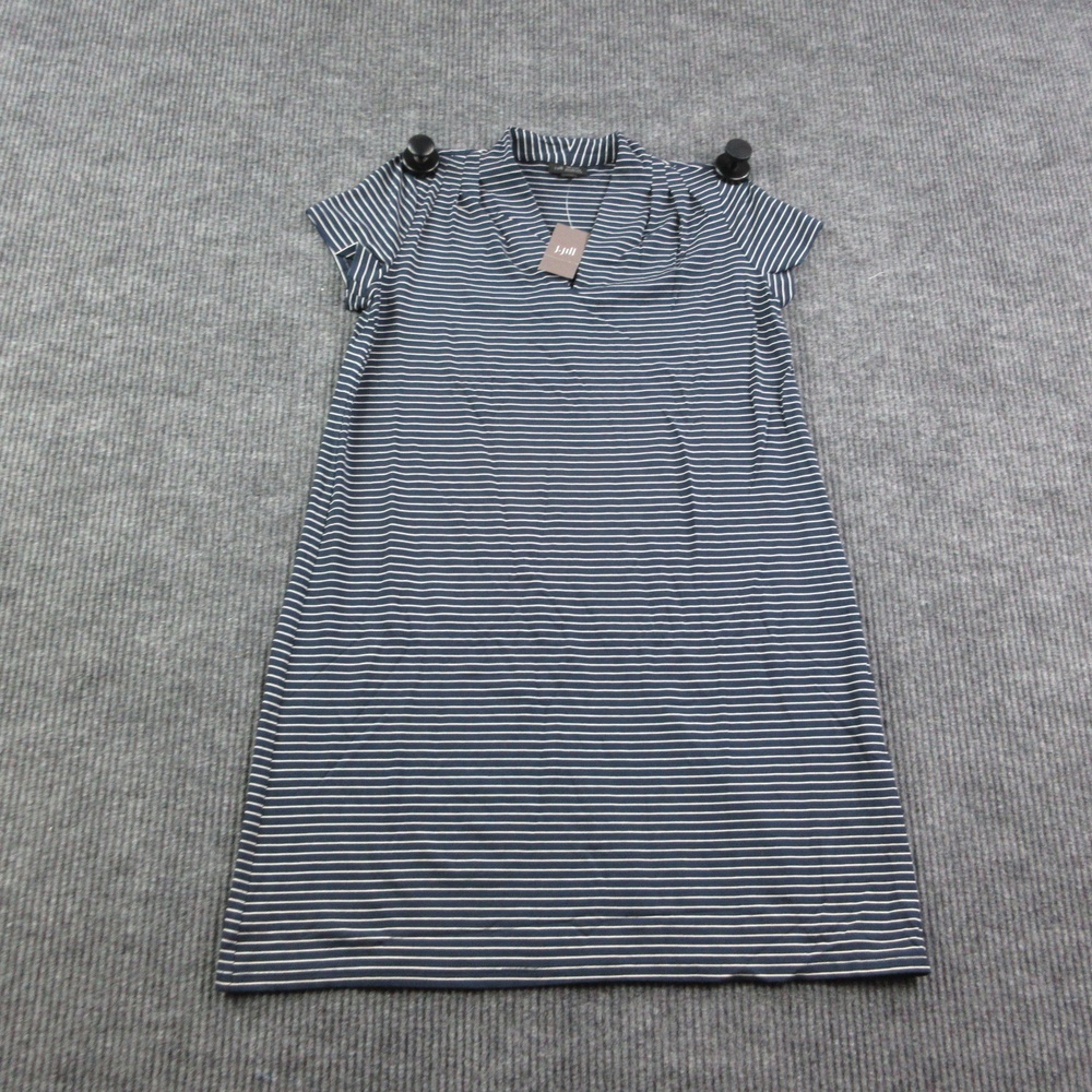 J. Jill Dress Womens S Blue Striped A-Line V-Neck Cap Sleeve Petite NWT